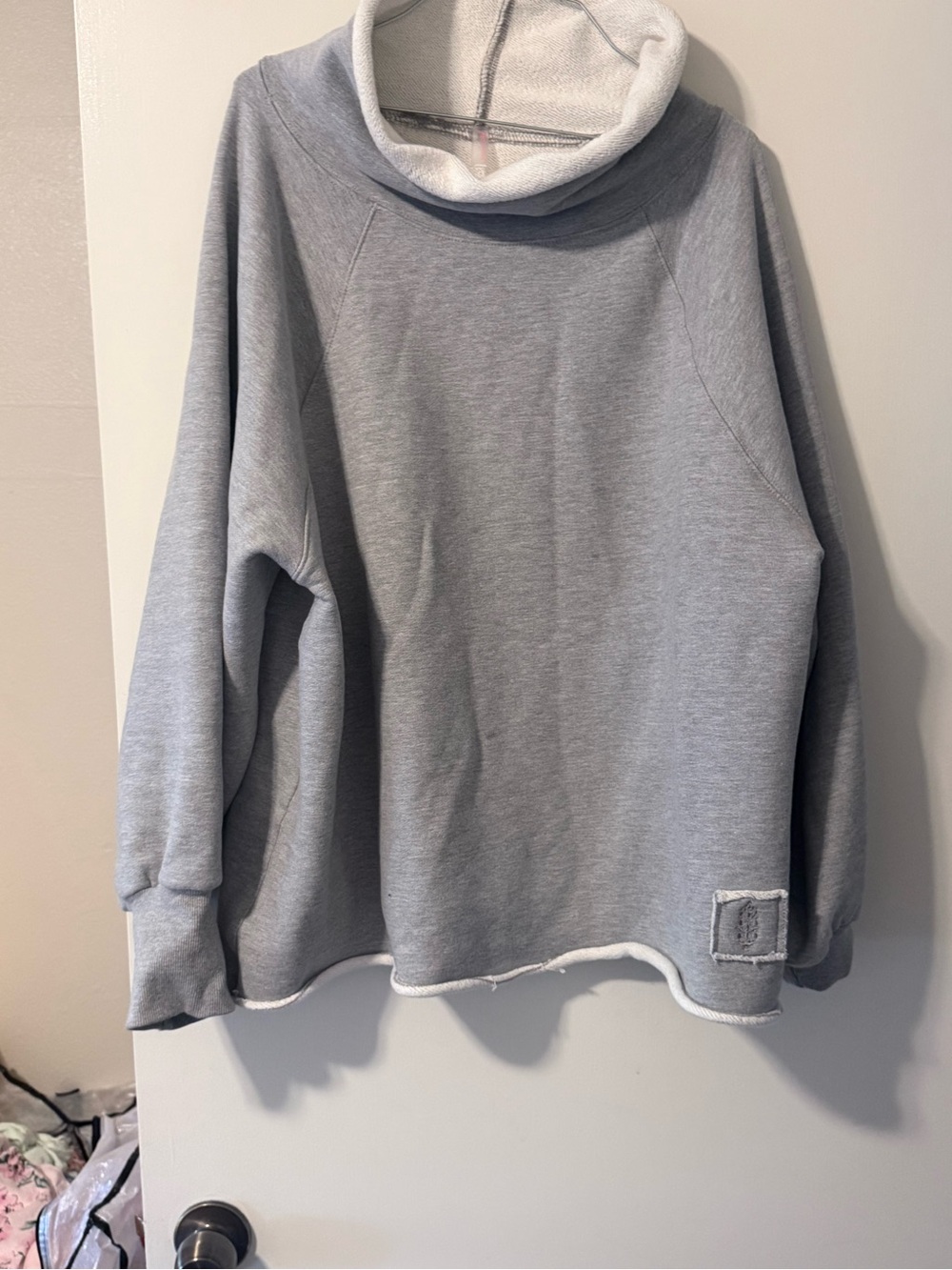 Free People Light Gray Funnel Neck Pullover